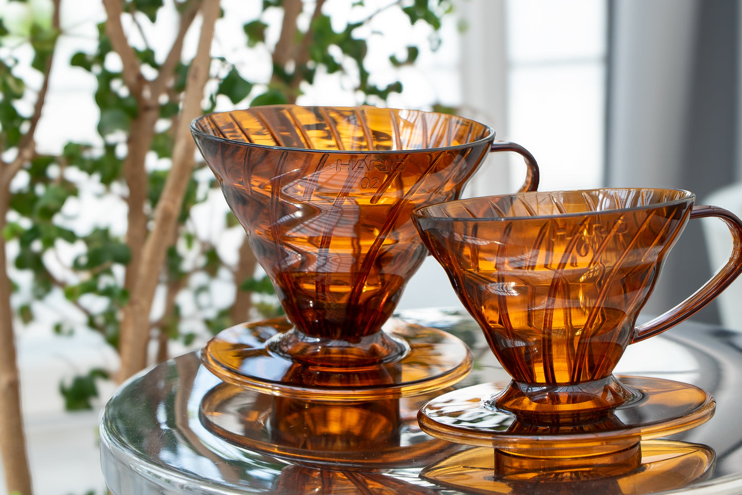 Plastic Coffee Dripper V60 02 Amber