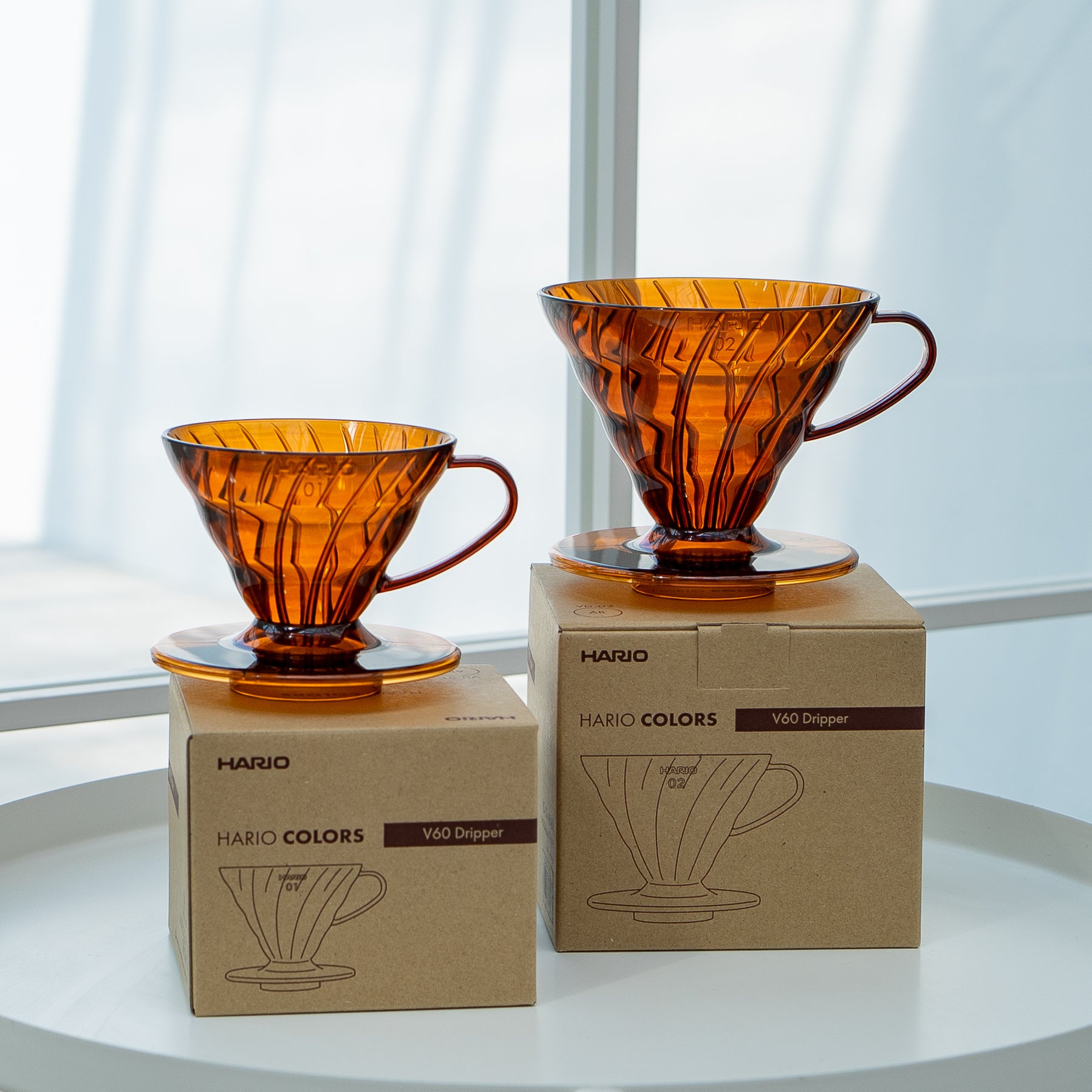 V60 Plastic Coffee Dripper Amber 01