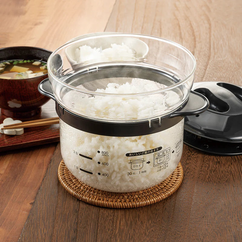 Glass microwave rice cooker 1-2 cups