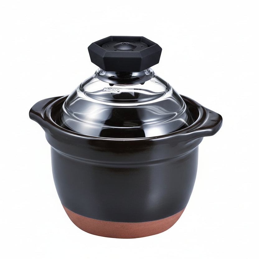 HARIO Gohangama Glass Lid GNR-200 2~3合用 Amazon.com: HARIO GNR-200-B-W Rice Pot with Glass Lid, 2-3 Cups