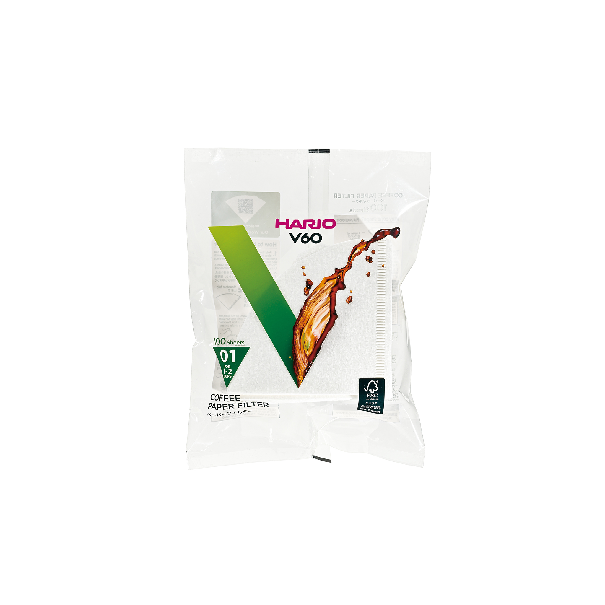 V60 Paper Filter 01, White (100 sheets)
